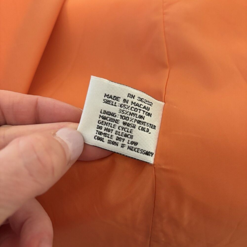 VTG Talbots Orange Trench Coat Jacket Rain Coat Womens Size 10P Lined Belt - Picture 12 of 13